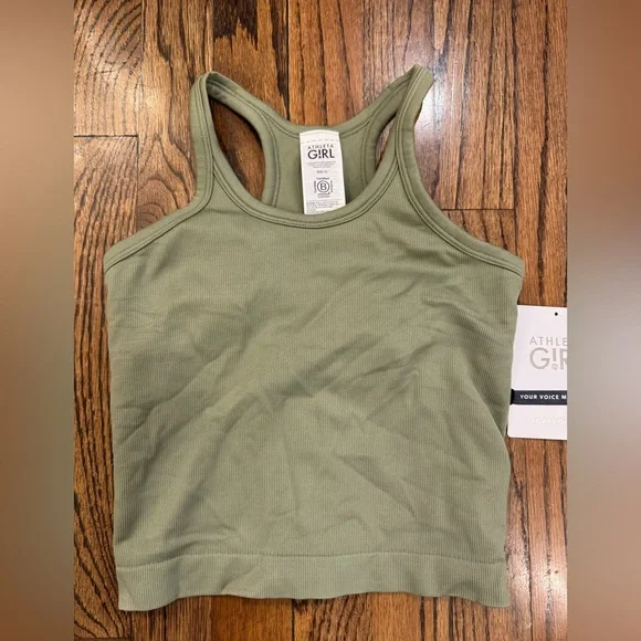 NWT New ATHLETA GIRL Rise Above Rib Cami Shelf Bra Racerback Tank Top M 8 10 - Picture 4 of 7